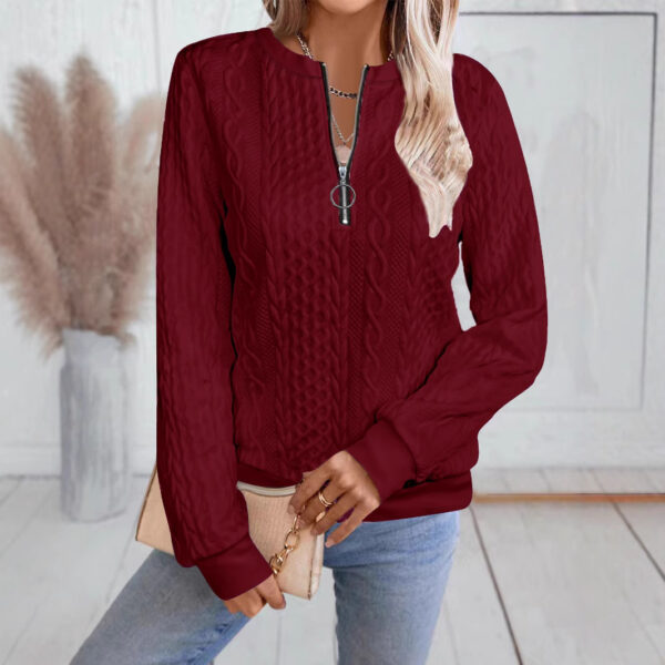 Casual Neckline Long-sleeve Zipper Sweaters Women's Clothing - Image 10