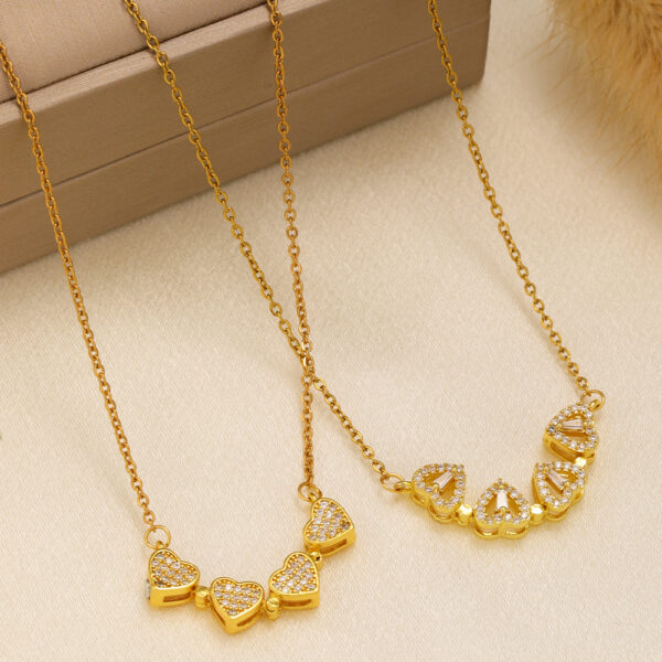 1pcs Fashionable Zircon Heart-shaped Necklace With A Magnetic Folding Four Leaf Heart-shaped Connection, Suitable For Women's Daily Wear And Jewelry Pairing For Dinner Parties - Image 4