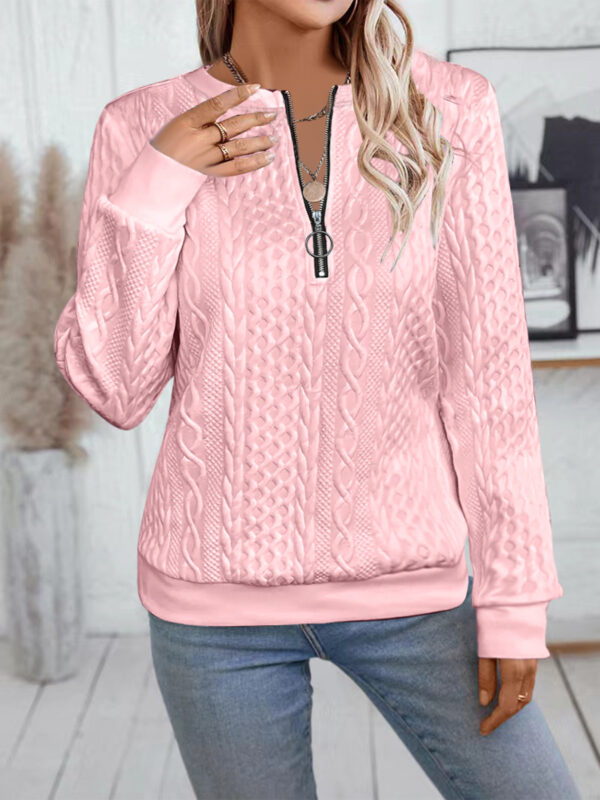 Casual Neckline Long-sleeve Zipper Sweaters Women's Clothing - Image 6