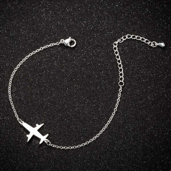 Stainless Steel Bracelets Simple Airplane Design Pendant Chains Fashion Charms Bracelet For Women Jewelry Party Gifts - Image 3