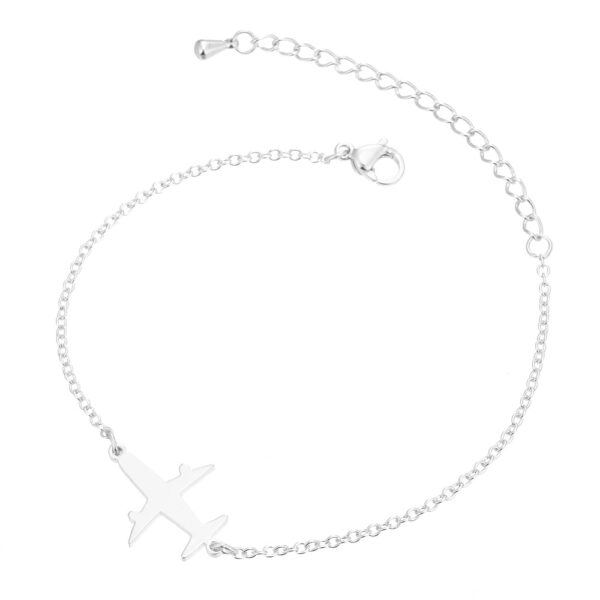 Stainless Steel Bracelets Simple Airplane Design Pendant Chains Fashion Charms Bracelet For Women Jewelry Party Gifts - Image 5