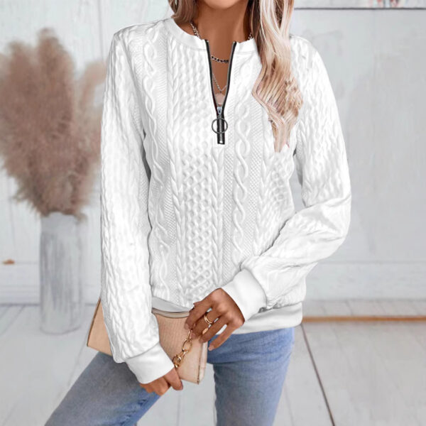 Casual Neckline Long-sleeve Zipper Sweaters Women's Clothing - Image 7