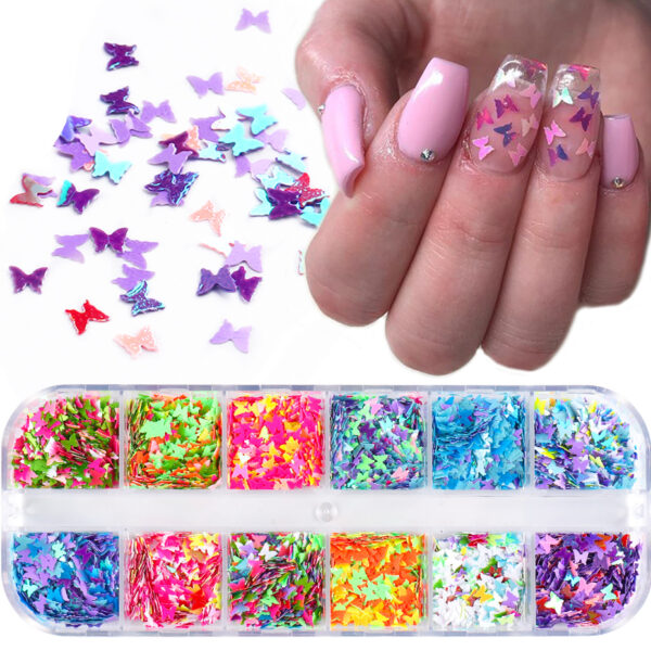 Symphony butterfly sequin nail decoration - Image 3