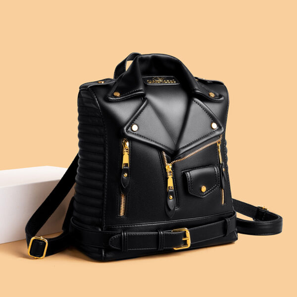 Soft Leather Textured Jacket Trendy Wild Clothes Backpack - Image 9