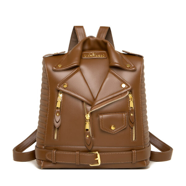 Soft Leather Textured Jacket Trendy Wild Clothes Backpack - Image 5