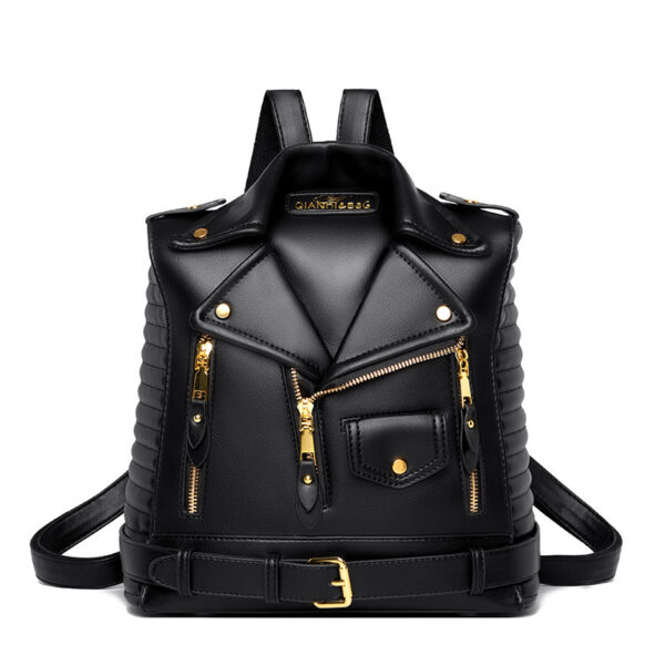 Soft Leather Textured Jacket Trendy Wild Clothes Backpack - Image 3