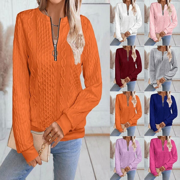 Casual Neckline Long-sleeve Zipper Sweaters Women's Clothing