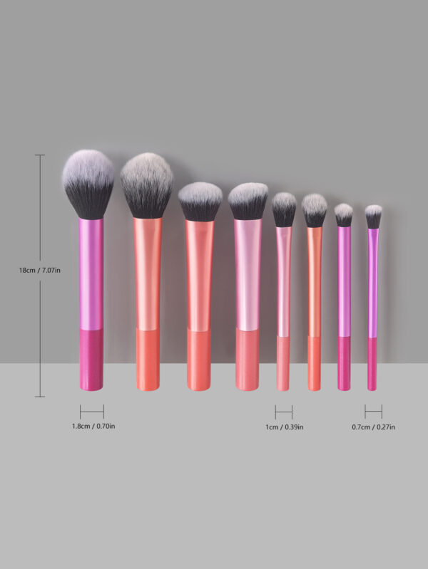 8 Long Tube Makeup Brushes Suit Multicolor - Image 8