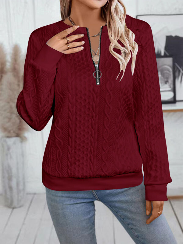 Casual Neckline Long-sleeve Zipper Sweaters Women's Clothing - Image 5