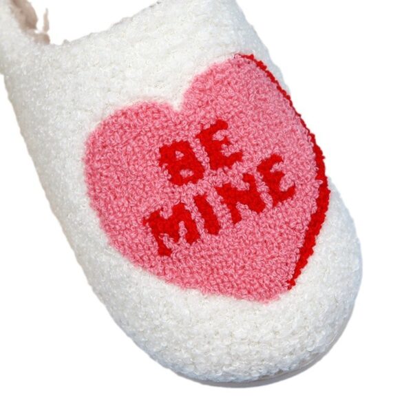 Valentine's Day Love Heart Cotton Slippers Spring AutumnWomen Indoor Slippers Man Cotton Non-Slip Soft Warm Slides Home Shoes Couple Female Simple Plush Slipper - Image 6