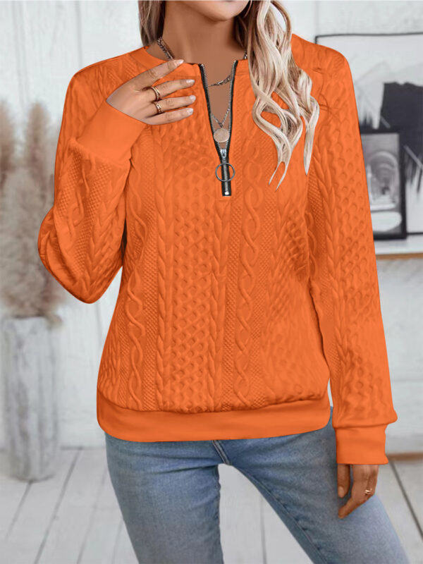 Casual Neckline Long-sleeve Zipper Sweaters Women's Clothing - Image 9