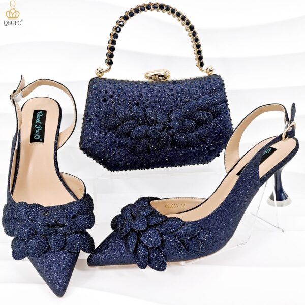 Cross-border Ladies Party Shoes Bag Set Handmade Leaf Decorative Wine Glass Heel - Image 6