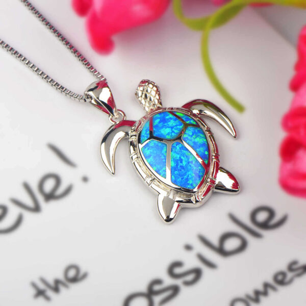 Opal Turtle Necklace Turtle Pendant Clavicle Chain - Image 5