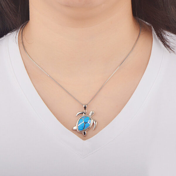 Opal Turtle Necklace Turtle Pendant Clavicle Chain