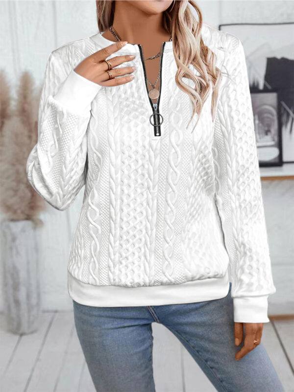 Casual Neckline Long-sleeve Zipper Sweaters Women's Clothing - Image 8