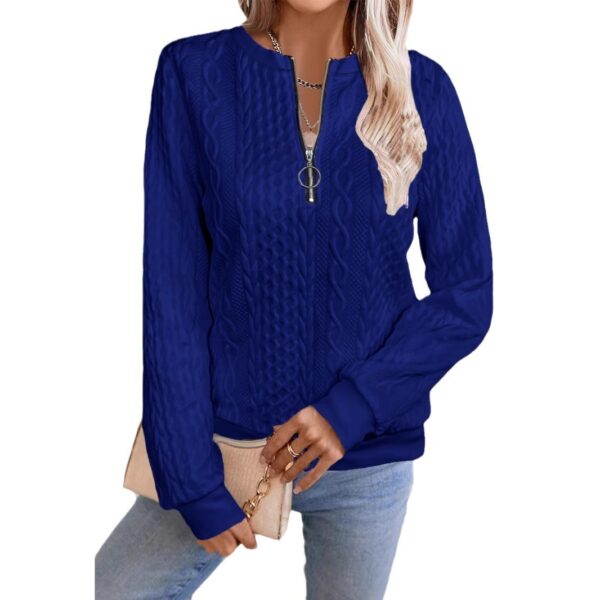 Casual Neckline Long-sleeve Zipper Sweaters Women's Clothing - Image 4