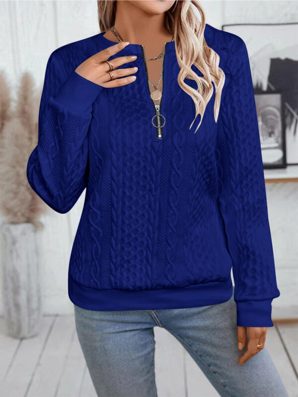 Casual Neckline Long-sleeve Zipper Sweaters Women's Clothing - Image 3