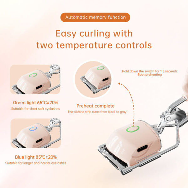 Heated Eyelash Curlers, 3 Heating Modes Electric Eyelash Curler, Rechargeable Portable Eyelash Curler, Quick Natural Curling Eye Lashes Heated Eyelash Curler, Metal Style Design - Image 10