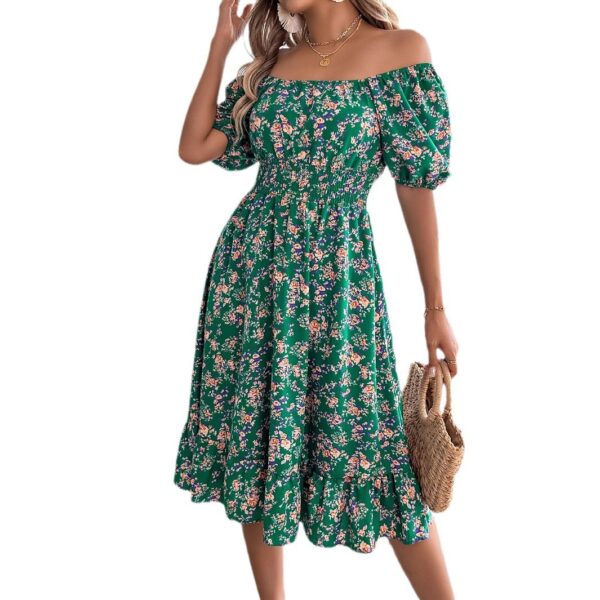 Floral Square Collar Ruffles Dress Women's Clothing - Image 8