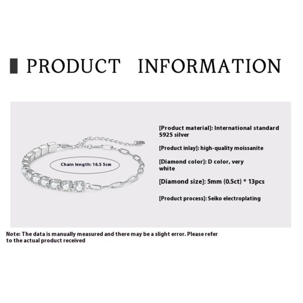 Moissanite Full Diamond High-grade S925 Sterling Silver Bracelet For Women - Image 2