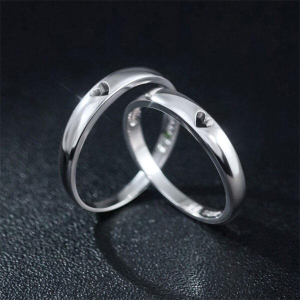 925 Silver Heart Hollow Rings For Men And Women Couples - Image 4