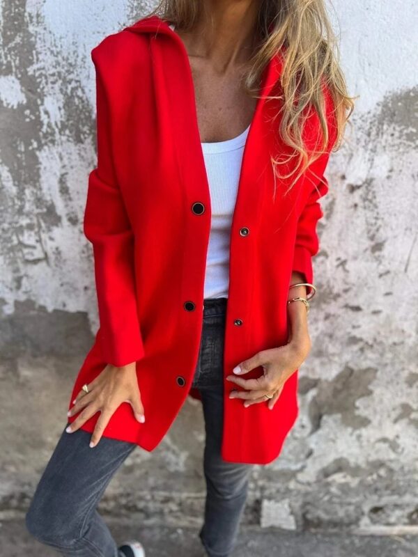 Casual Hooded Single-Breasted Cardigan Fashion Loose Solid Color Jacket Spring And Autumn Women's Clothing - Image 3