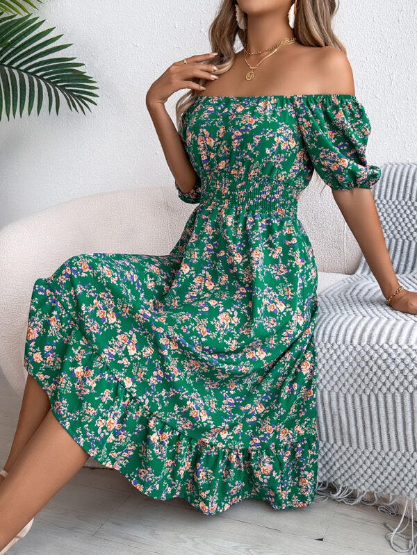 Floral Square Collar Ruffles Dress Women's Clothing - Image 3