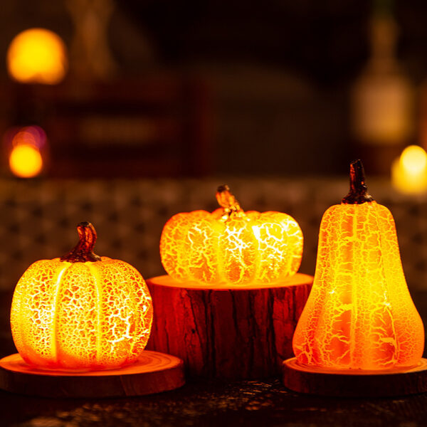 New Halloween Pumpkin Lantern Simulation Pumpkin LED Candle Lamp Resin Luminous Pumpkin - Image 5