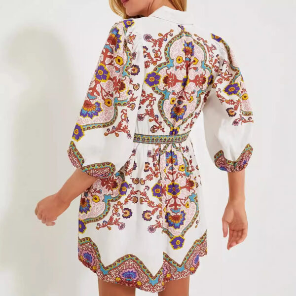 European And American Autumn Ethnic Print Pocket Dress - Image 2