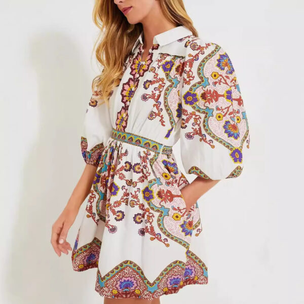 European And American Autumn Ethnic Print Pocket Dress - Image 4