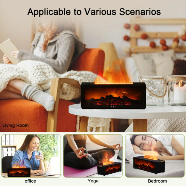 New Flame Aromatherapy Machine Colorful Essential Oil Diffuser Home Large Fog Volume Flame Humidifier 3D Flame Fireplace Machine - Image 6