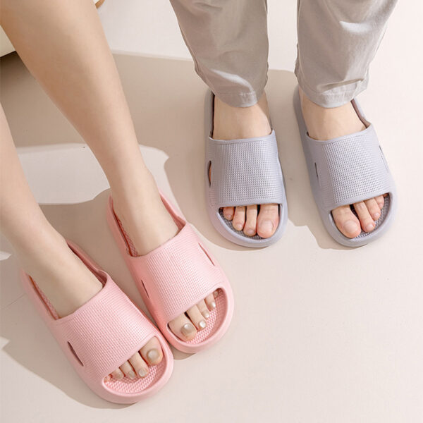 Solid Color Thick Bottom Home Slippers Summer Non-slip Floor Bathroom Slipper Women Men Couples Shoes - Image 2